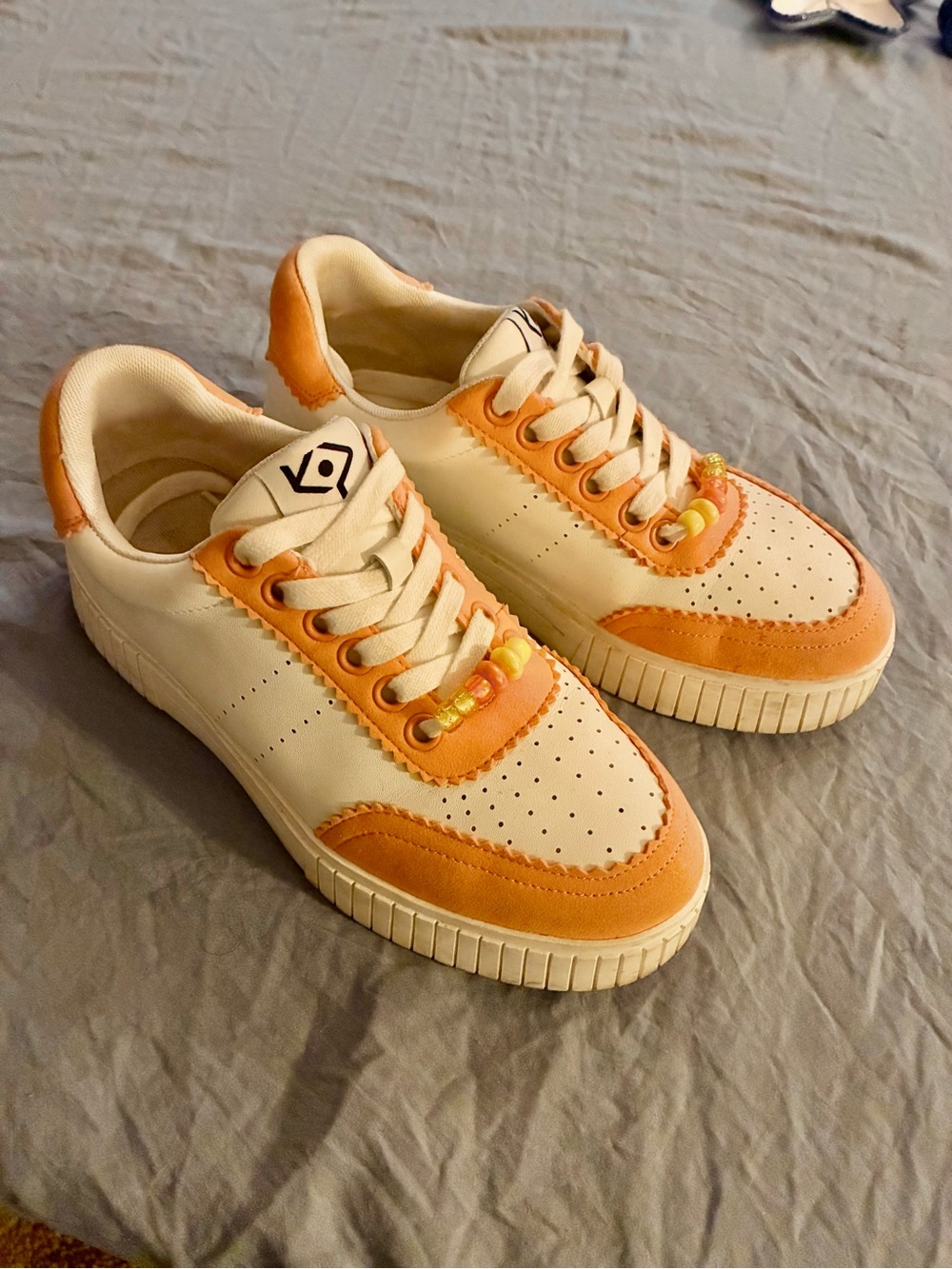 Katy Perry Collections White and Orange Low-Top Sneakers